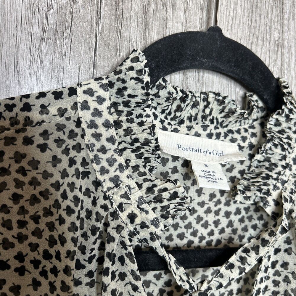 Portrait Of A Girl by Anthropologie Sheer Top Size 8 Clover Pleated Hem - Picture 4 of 5